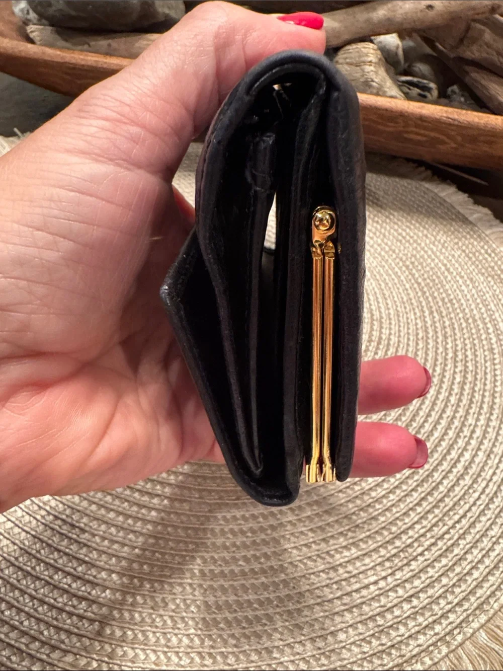 Givenchy Black Textured Leather Clutch with Gold Emblem